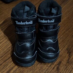 Timberland Kids Black Adventure Boots double Velcro straps